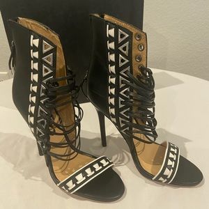 L.A.M.B Black/White Savanna Heels